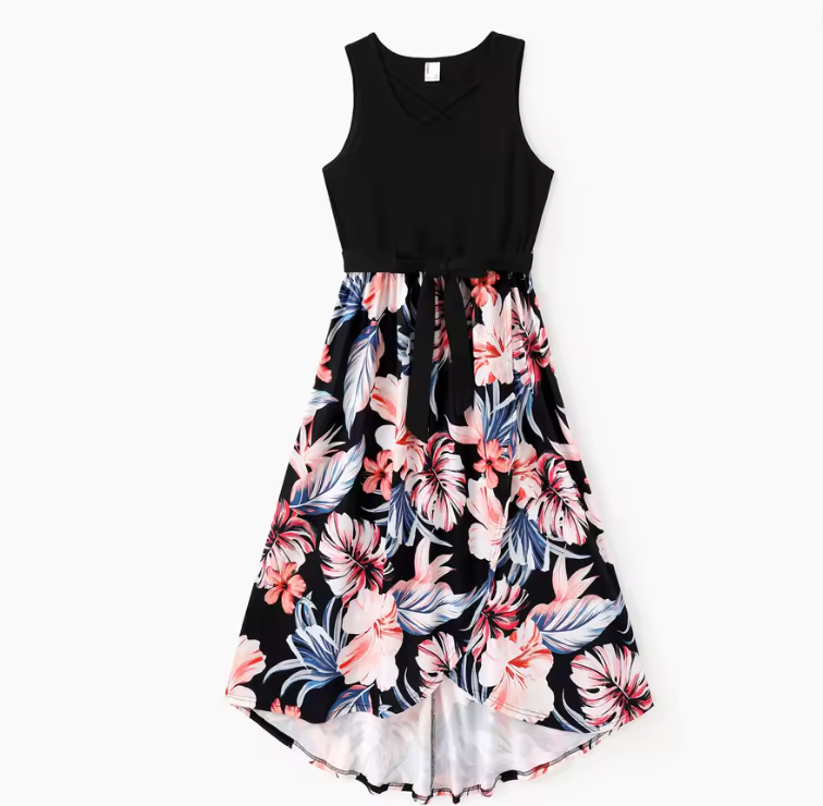 Robe Réservoir Fille Marks And Spencer - Gris Floral, 100% Coton, Taille 10 Ans - État Très Bon