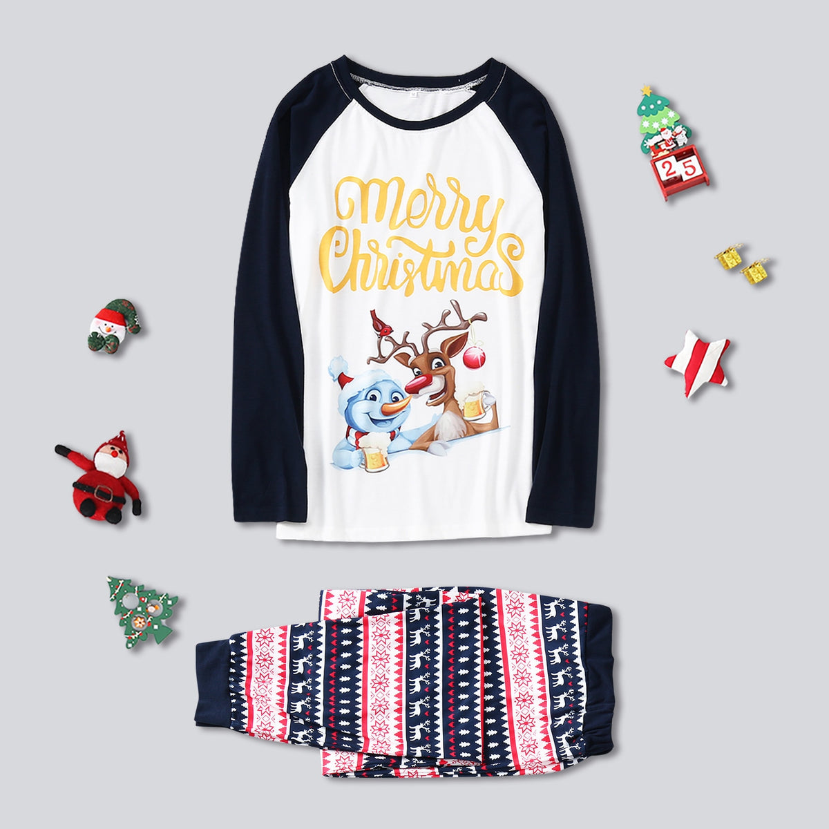 Pyjama Famille Noël - Ensemble Assorti Homme Femme Enfant, Style Lutin, Polyester Doux - 6