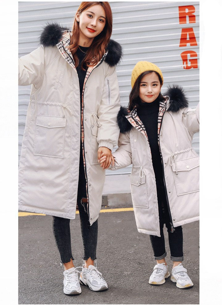 Manteau Mere Fille Blanc Crème