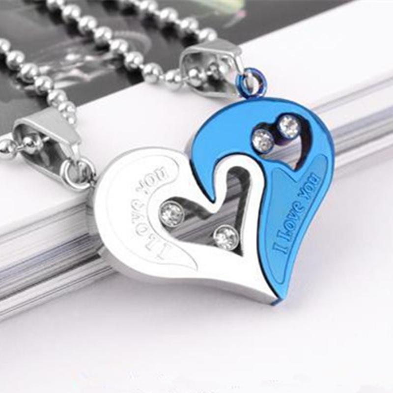 Love Collier Coeur Couple Amour Couple Pendentif Amour Homme 2PCS