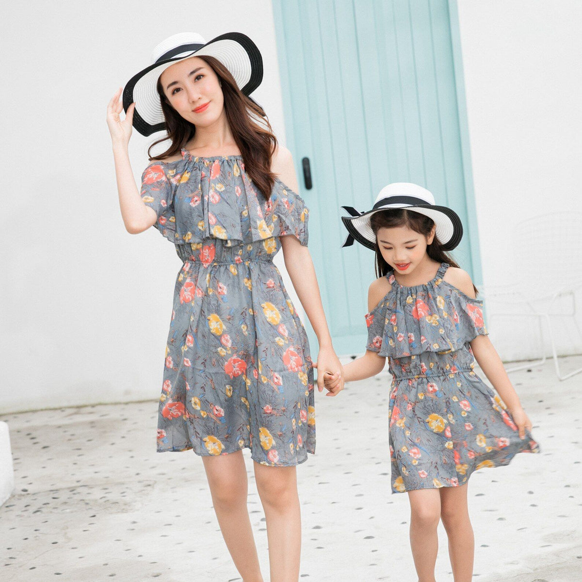 Robe Mere Et Bebe Fille Gris