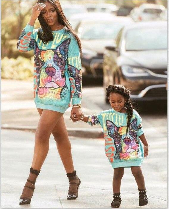 HOT Jupe Vetement Mere Bebe Fille Identiques Robe Pull Mere