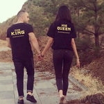 2017 King Queen T Shirt Couple Clothes Shirts Femme Summer Casual O-neck Short sleeve Back letter print Top Lovers High Quality Pull Couple Mon Mini Moi 