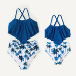 Maillot De Bain Mere Fille Bleu