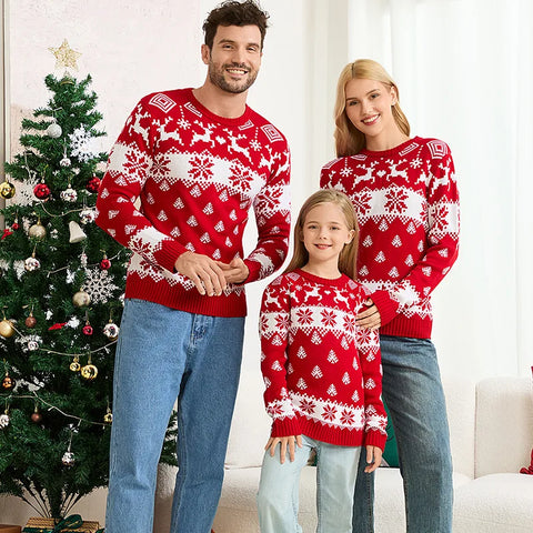 Pull de noël famille flocons de neige