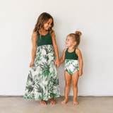 Robe Mere Fille Blanc Vert