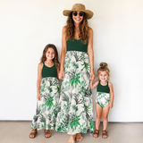 Robe Mere Fille Blanc Vert