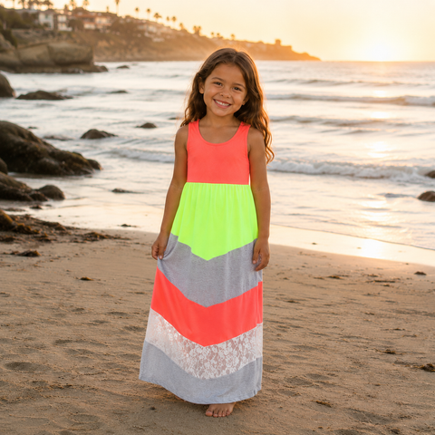 Robe Mere Fille Longue Dentelle