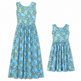 Robe mere fille unie bleue - Mon Mini Moi