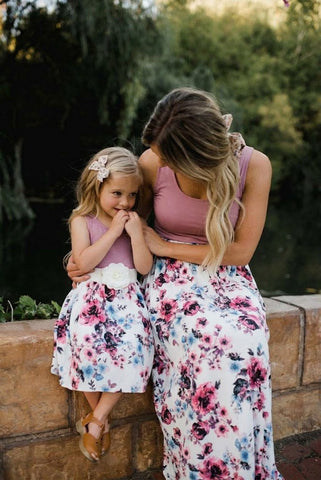 Robe Mere Fille Assortie Longue Fleurie