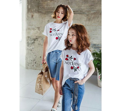 Tee shirt blanc à motifs fleuris NIKKI - Mon Mini Moi