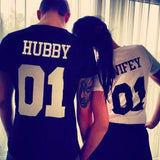 Tee shirt couple HUBBY & WIFEY - Mon Mini Moi