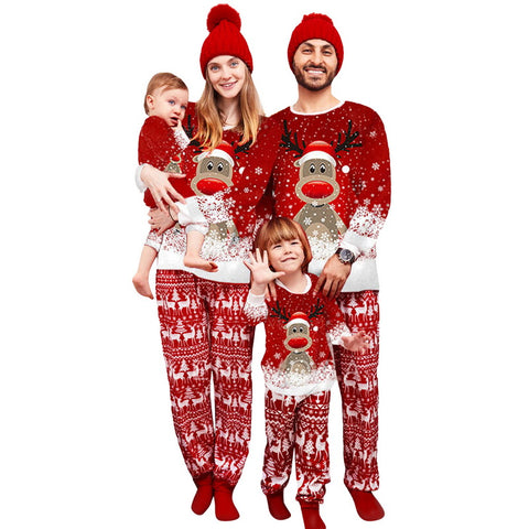 Pyjama De Noël Familial Assorti - Tissu Coton/polyester Doux - Tailles Pour Papa, Maman, Enfant, Bébé - Pour Réveillon Et Matin De Noël