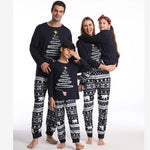 Pyjama de Noel Famille Sapin de Noel Guirlande Noir