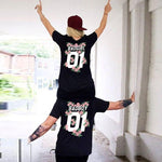 New Matching Couple Lover T Shirts Women 2018 Summer Fashion T-shirts Letter BAD GIRL BAD BOY 01 Flowers Print Tees for loved T Shirt Couple Mon Mini Moi 
