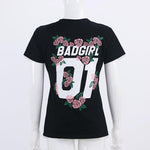 New Matching Couple Lover T Shirts Women 2018 Summer Fashion T-shirts Letter BAD GIRL BAD BOY 01 Flowers Print Tees for loved T Shirt Couple Mon Mini Moi 