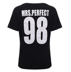 2018 New European Style Mrs Mr Perfect Letter All Match Summer Top Tees Print Cotton Casual Women Short Sleeve O Neck T-Shirts T Shirt Couple Mon Mini Moi Femme XS 