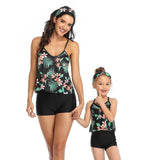 Maillot De Bain Mere Fille 2 Pieces Shorty Noir Tropical Maillot de Bain Mere Fille Mon Mini Moi 