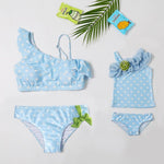 Maillot De Bain Mere Fille Bleu Clair à Pois Blanc Maillot de Bain Mere Fille Mon Mini Moi 