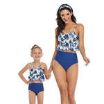 Maillot De Bain Mere Fille Fleuri Blanc et Bleu Maillot de Bain Mere Fille Mon Mini Moi 