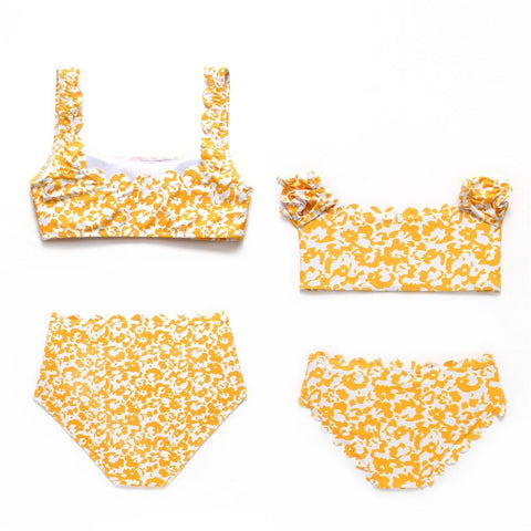 Maillot De Bain Mere Fille Style Vintage Jaune Maillot de Bain Mere Fille Mon Mini Moi 