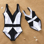 Maillot De Bain Mere Fille Une Piece Blanc Et Noir Maillot de Bain Mere Fille Mon Mini Moi 