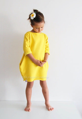 1 multi-saison courte manches 3/4 - Robe Jaune Mere Fille Robe Mere Fille Mon Mini Moi 