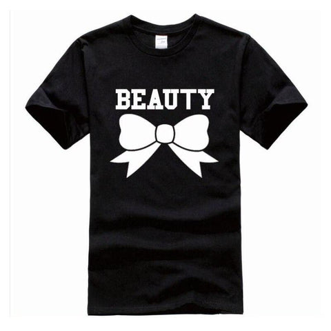 2018 New Beauty and the Beast Letter Print Couple Women Men Tshirts Cotton Casual t Shirt For Lady Top Tee Hipster Tumblr Black T Shirt Couple Mon Mini Moi 