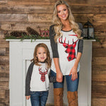 2019 Family Matching Outfits Tshirt MOTHER SON Women & Girls Christmas Deer Long Sleeve O Neck Patchwork Tee Tops T Shirt Mere Fille Mon Mini Moi 